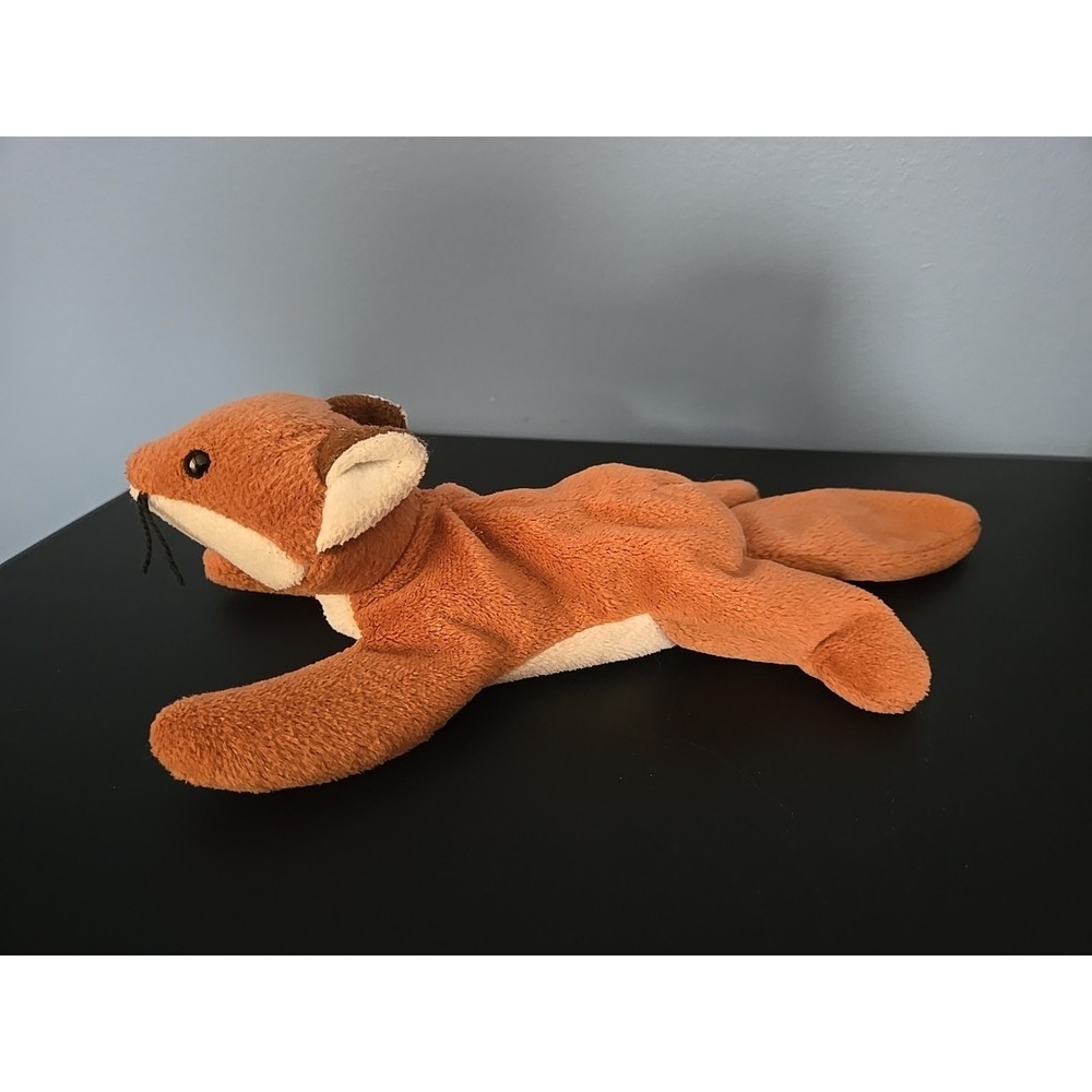 1996 Vintage TY "Sly the Fox" Beanie Baby‎ White Belly Retired PVC Pellets